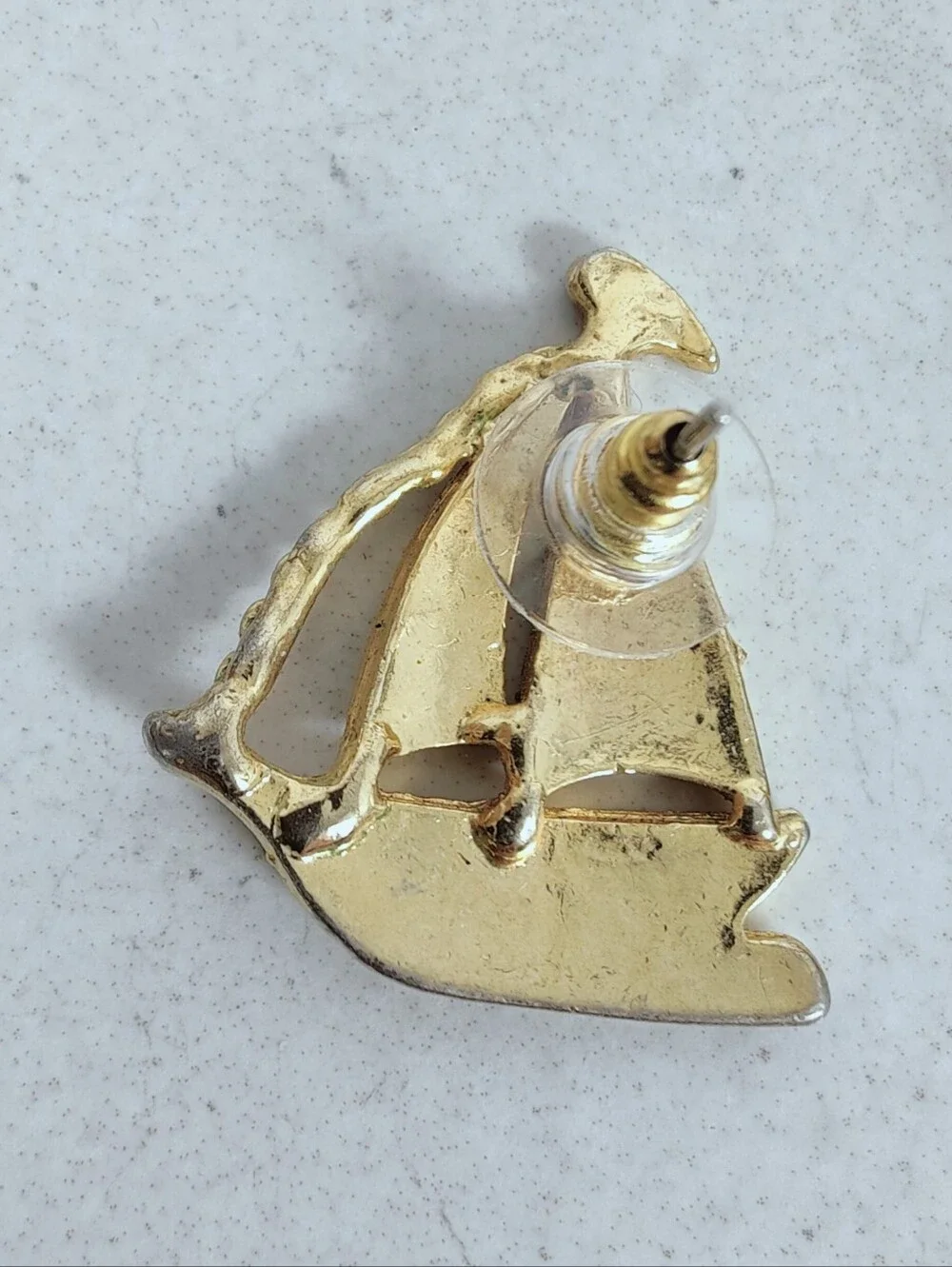 VTG Gold-Tone Enamel Sailboat Yacht 1